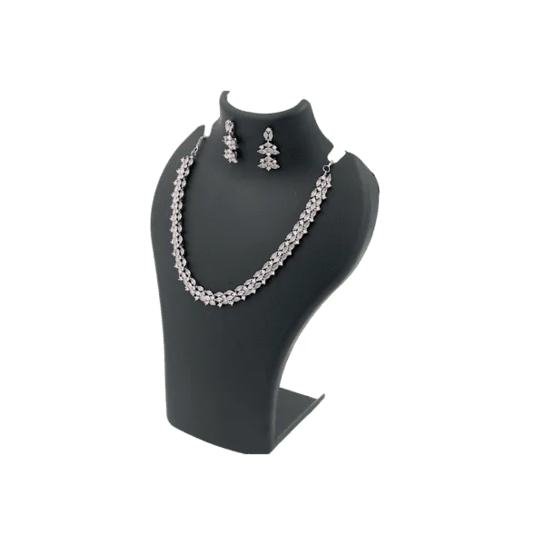 Pastel Pink Elegant Diamond Necklace Set