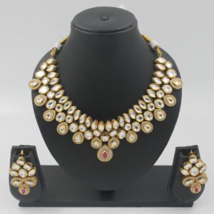 Pink Kundan Choker Elegant Necklace Set