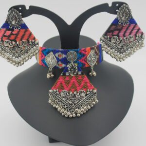 Oxidized Choker Style Elegant Kapda Necklace Set