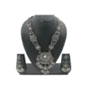 Oxidized Fan Shaped with Coin Latkan Necklace Set