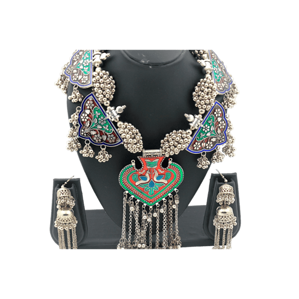 Oxidized Opulent Meena Necklace Set