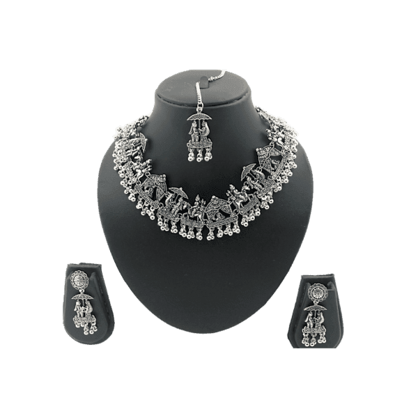 Oxidized Wedding Design with Maangtika Necklace Set