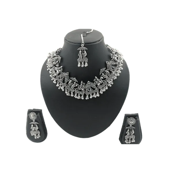 Oxidized Wedding Design with Maangtika Necklace Set