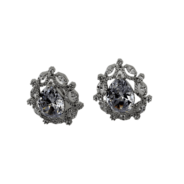 Blossoming Elegance: Flower-Shaped White Stone Party Earring