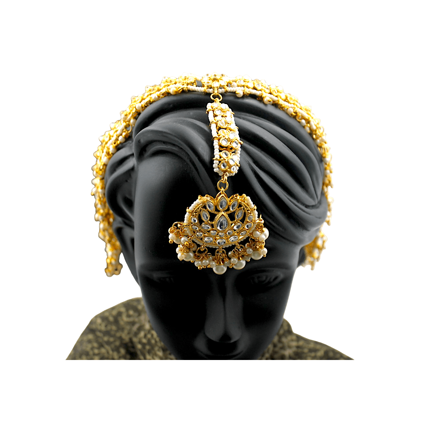 Extravagant White Stone Pearl Matapati Ensemble