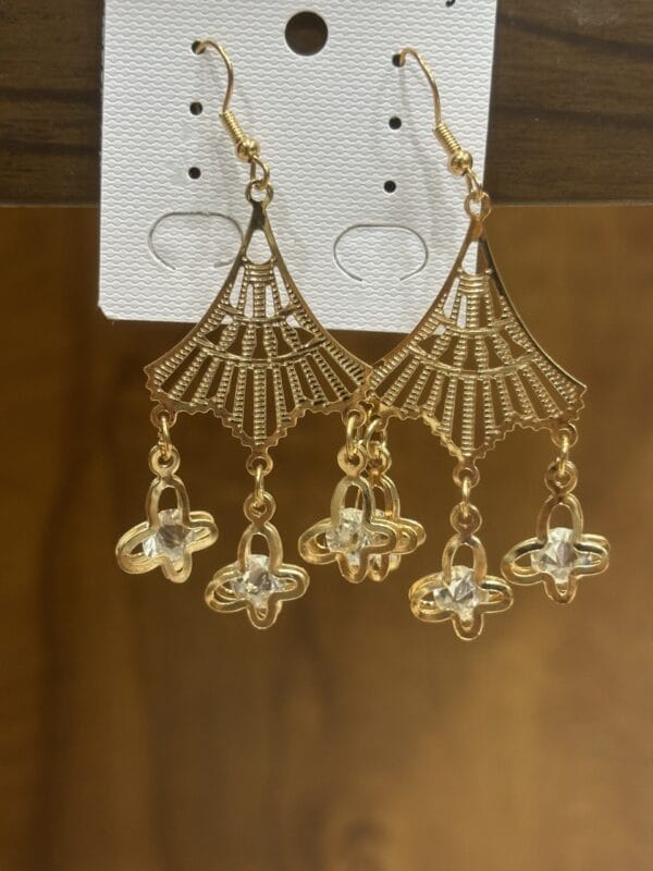 Elegant Gold Metal Dangler Earrings