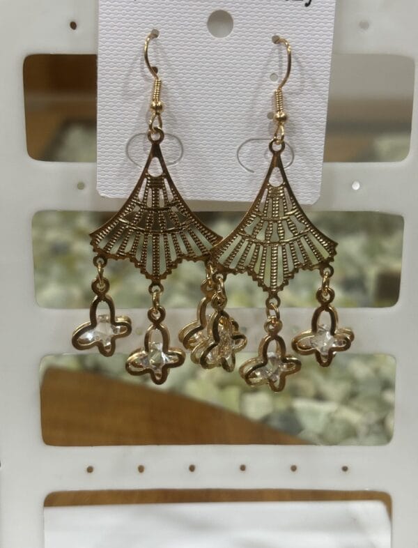 Elegant Gold Metal Dangler Earrings